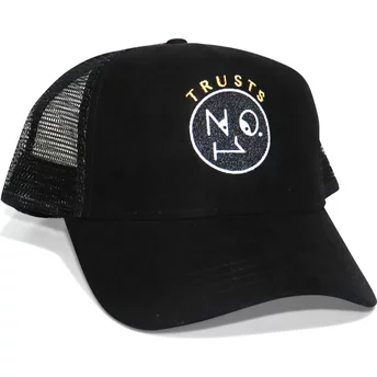 Gorra trucker negra Trusts No.1 Suede Black Gold Logo de The No.1 Face