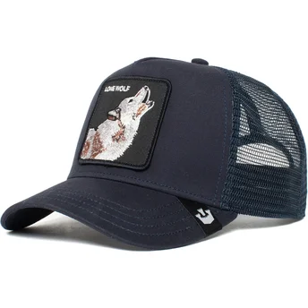Petten gebogen marineblauw snapback lobo Wolf The Farm van Goorin Bros.