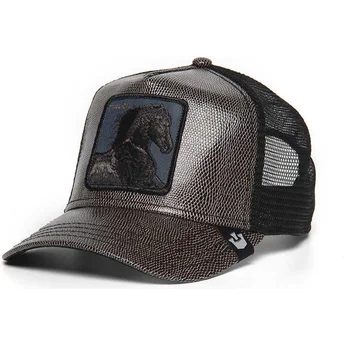 Petten gebogen zwart snapback Black Horse The Farm van Goorin Bros.
