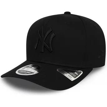 Gorra curva negra snapback con logo negro 9FIFTY Tonal Stretch Snap de New York Yankees MLB de New Era