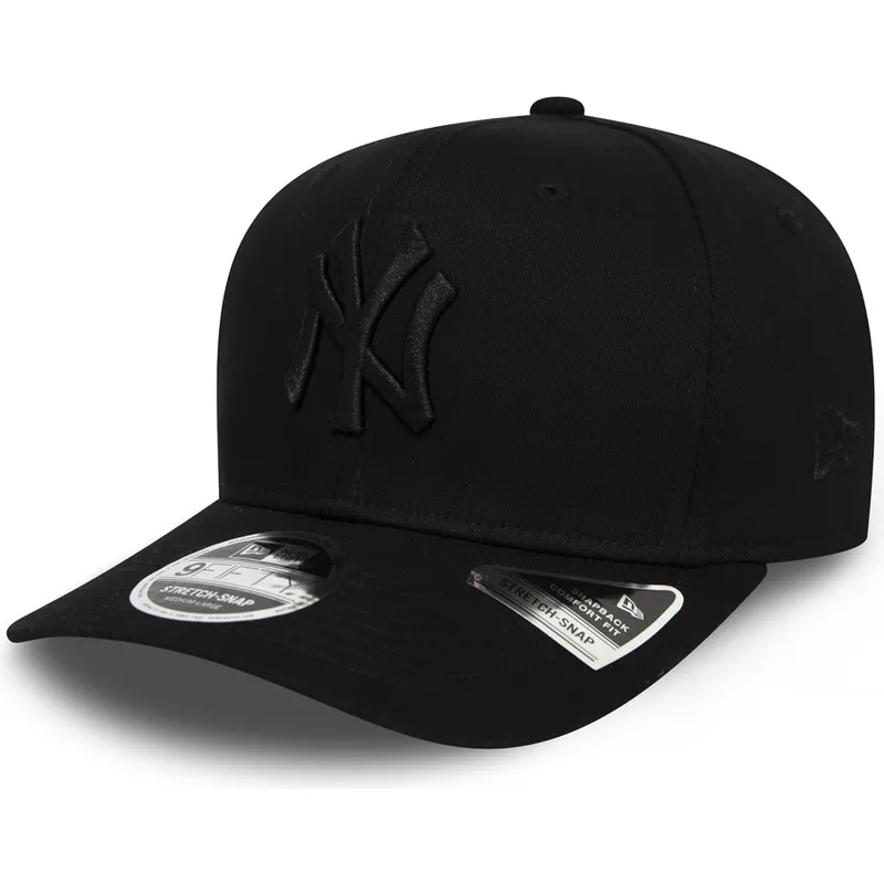 petten-gebogen-zwart-snapback-9fifty-tonal-stretch-snap-van-new-york-yankees-mlb-van-new-era