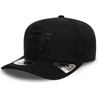 Casquette courbée noire snapback avec logo noir 9FIFTY Tonal Stretch Snap Chicago Bulls NBA New Era