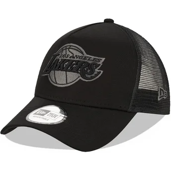 Czapka trucker czarna z czarnym logo 9FORTY A Frame Tonal Los Angeles Lakers NBA New Era