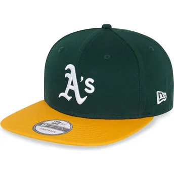 Casquette plate verte et jaune snapback 9FIFTY Essential Oakland Athletics MLB New Era