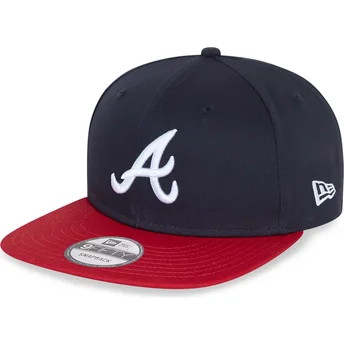 Cappello piatto blu marino e rosso snapback 9FIFTY Essential di Atlanta Braves MLB di New Era