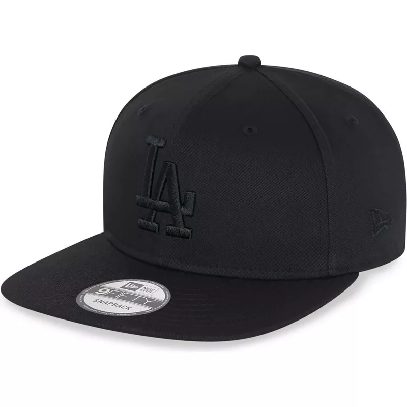 Gorra plana negra snapback con logo negro 9FIFTY de Los Angeles