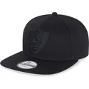 casquette-plate-noire-snapback-avec-logo-noir-9fifty-las-vegas-raiders-nfl-new-era