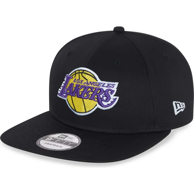 petten-plat-zwart-snapback-9fifty-essential-van-los-angeles-lakers-nba-van-new-era