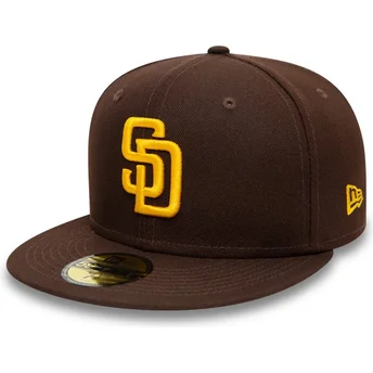 Braune anliegende 59FIFTY Authentic On Field Flat Cap der San Diego Padres MLB von New Era
