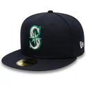 petten-plat-marineblauw-fitted-59fifty-authentic-on-field-van-seattle-mariners-mlb-van-new-era