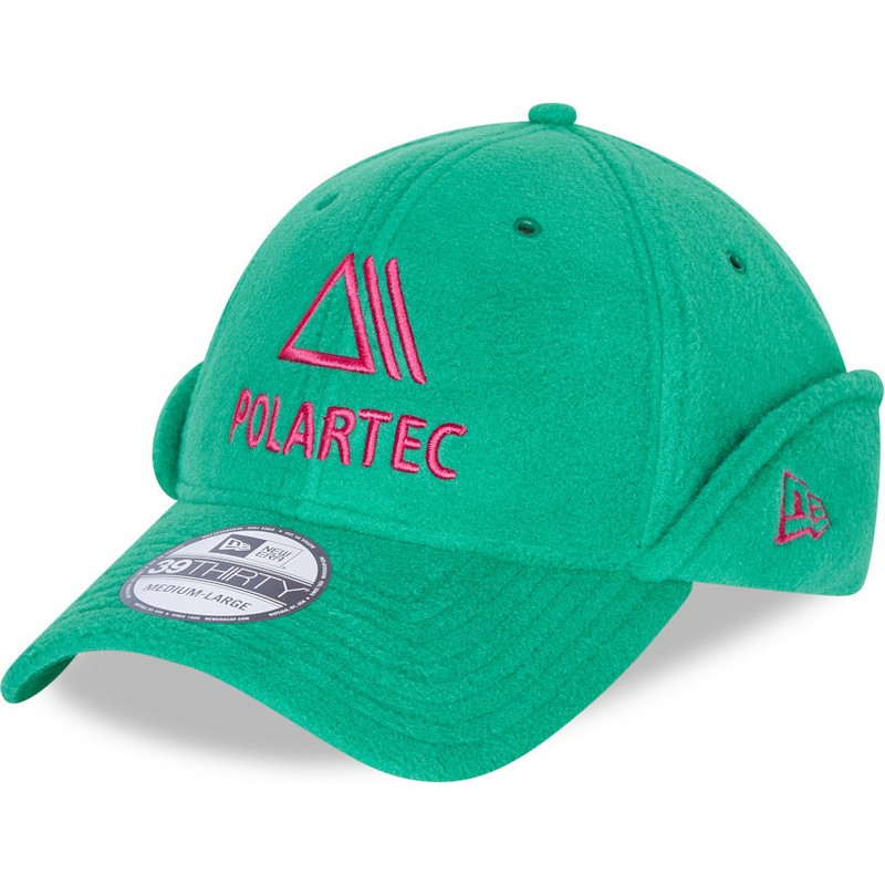 New Curved Brim 39THIRTY Polartec Dog Ear Fleece Green Fitted Cap: Caphunters.com