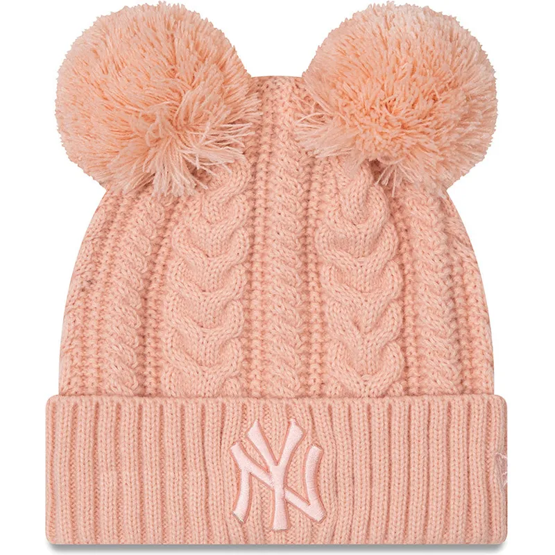 mutsen-pompon-roze-cuff-double-van-new-york-yankees-mlb-van-new-era