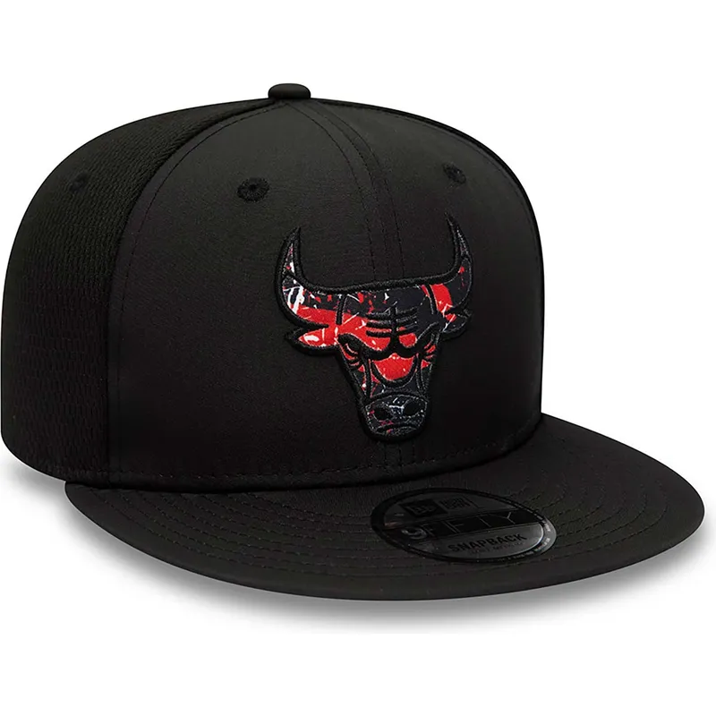 petten-plat-zwart-snapback-9fifty-print-infill-van-chicago-bulls-nba-van-new-era