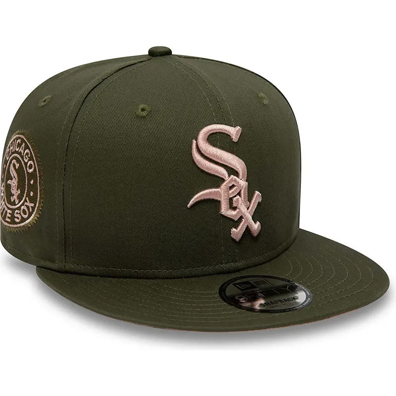 petten-plat-groen-snapback-rosa-9fifty-side-patch-van-chicago-white-sox-mlb-van-new-era