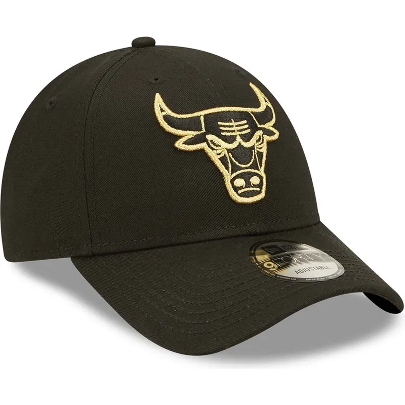petten-gebogen-zwart-verstelbare-band-dorado-9forty-metallic-van-chicago-bulls-nba-van-new-era
