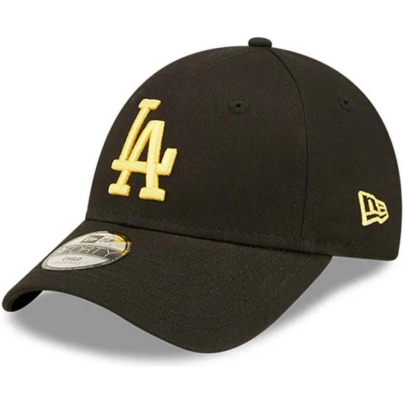 petten-gebogen-zwart-verstelbaar-voor-kinderen-dorado-9forty-league-essential-van-los-angeles-dodgers-mlb-van-new-era