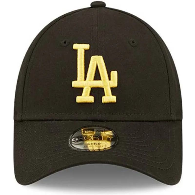 petten-gebogen-zwart-verstelbaar-voor-kinderen-dorado-9forty-league-essential-van-los-angeles-dodgers-mlb-van-new-era