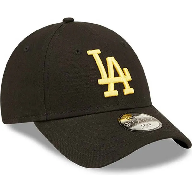 petten-gebogen-zwart-verstelbaar-voor-kinderen-dorado-9forty-league-essential-van-los-angeles-dodgers-mlb-van-new-era