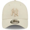 casquette-courbee-beige-ajustee-avec-logo-beige-39thirty-league-essential-new-york-yankees-mlb-new-era