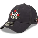 petten-gebogen-marineblauw-verstelbaar-9forty-flower-van-new-york-yankees-mlb-van-new-era