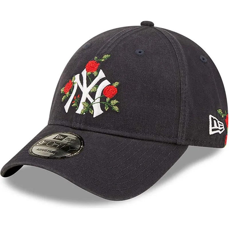 petten-gebogen-marineblauw-verstelbaar-9forty-flower-van-new-york-yankees-mlb-van-new-era