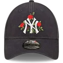 petten-gebogen-marineblauw-verstelbaar-9forty-flower-van-new-york-yankees-mlb-van-new-era