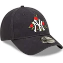 petten-gebogen-marineblauw-verstelbaar-9forty-flower-van-new-york-yankees-mlb-van-new-era