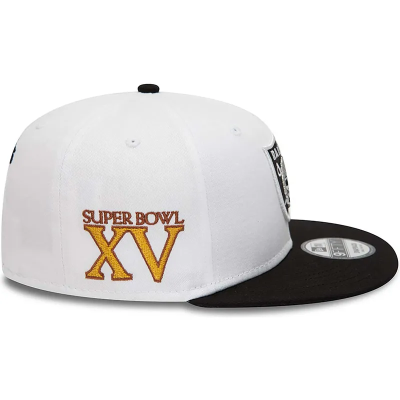 petten-plat-wit-snapback-9fifty-crown-patches-super-bowl-xv-van-las-vegas-raiders-nfl-van-new-era