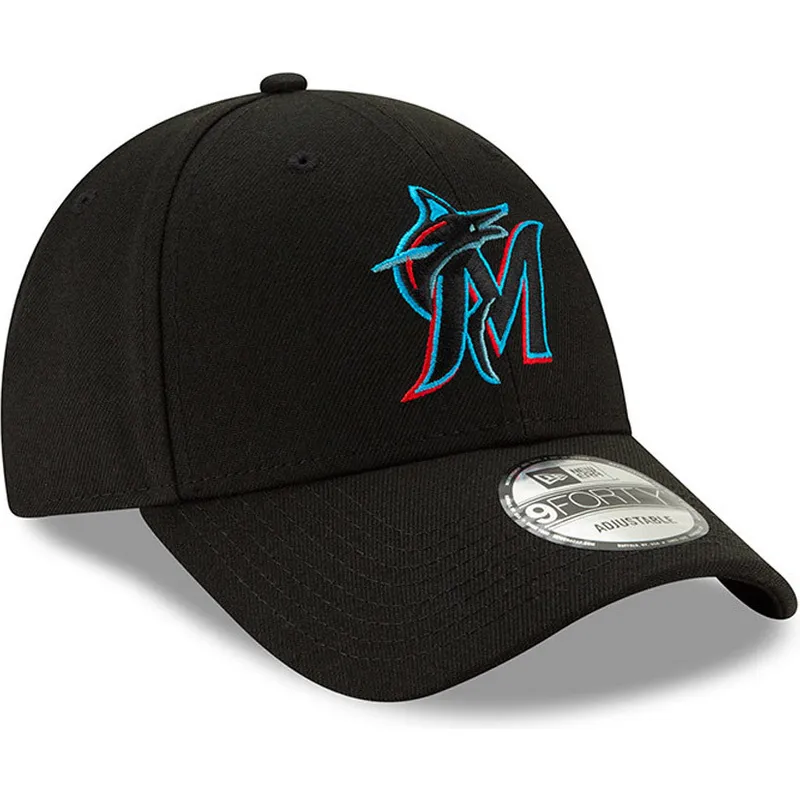 sort-justerbar-kurvet-kasket-9forty-the-league-fra-miami-marlins-mlb-fra-new-era