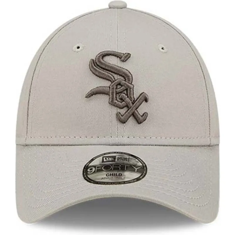 petten-gebogen-beige-verstelbaar-voor-kinderen-9forty-league-essential-van-chicago-white-sox-mlb-van-new-era