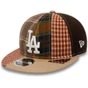petten-plat-bruin-verstelbaar-9fifty-patch-panel-van-los-angeles-dodgers-mlb-van-new-era