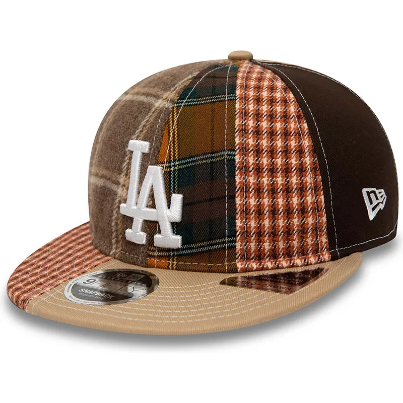 petten-plat-bruin-verstelbaar-9fifty-patch-panel-van-los-angeles-dodgers-mlb-van-new-era