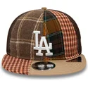 petten-plat-bruin-verstelbaar-9fifty-patch-panel-van-los-angeles-dodgers-mlb-van-new-era
