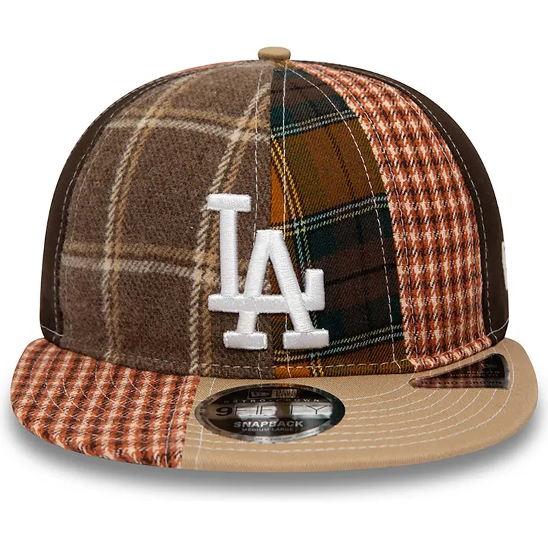 petten-plat-bruin-verstelbaar-9fifty-patch-panel-van-los-angeles-dodgers-mlb-van-new-era