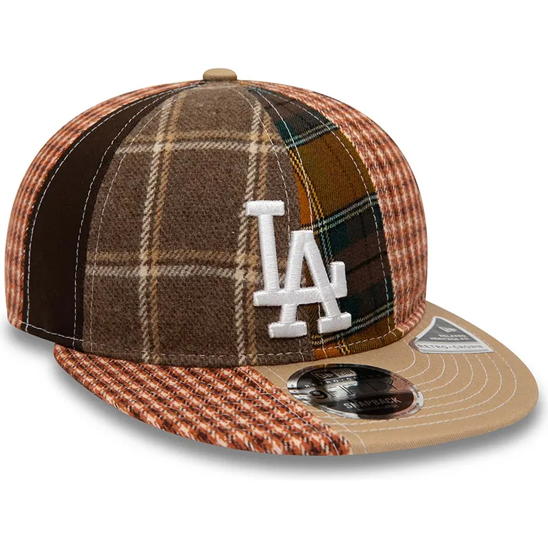 petten-plat-bruin-verstelbaar-9fifty-patch-panel-van-los-angeles-dodgers-mlb-van-new-era