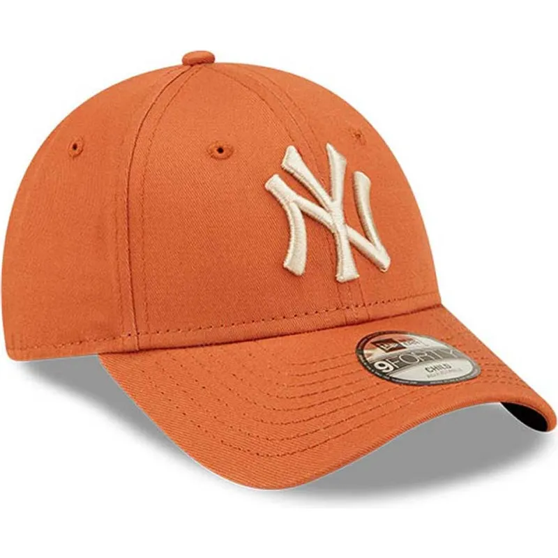 petten-gebogen-oranje-verstelbaar-voor-kinderen-9forty-league-essential-van-new-york-yankees-mlb-van-new-era