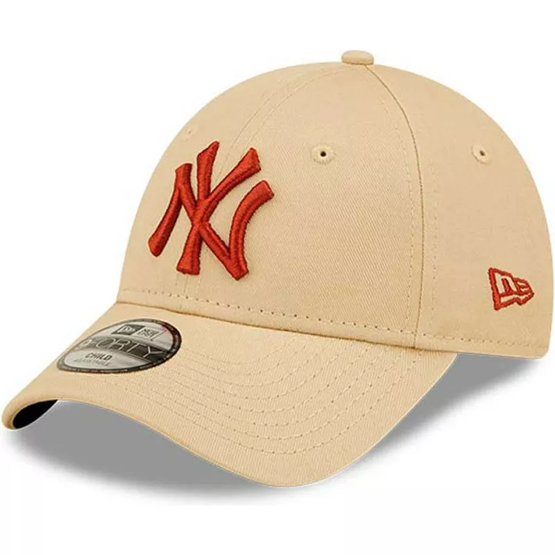 New Era Curved Brim Youth 9FORTY League Essential New York Yankees MLB  Beige Adjustable Cap
