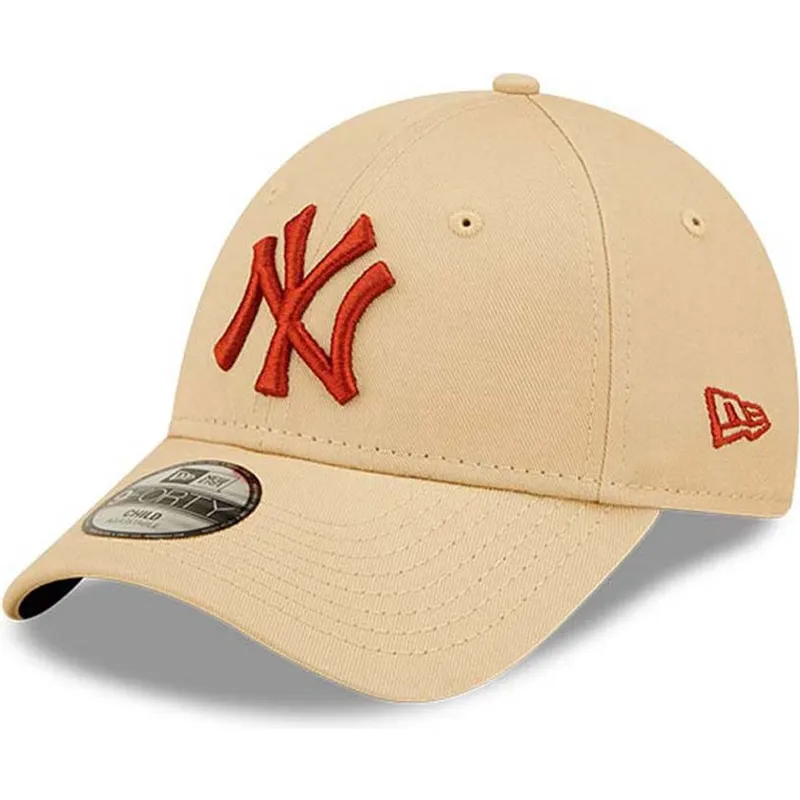 petten-gebogen-beige-verstelbaar-voor-kinderen-9forty-league-essential-van-new-york-yankees-mlb-van-new-era