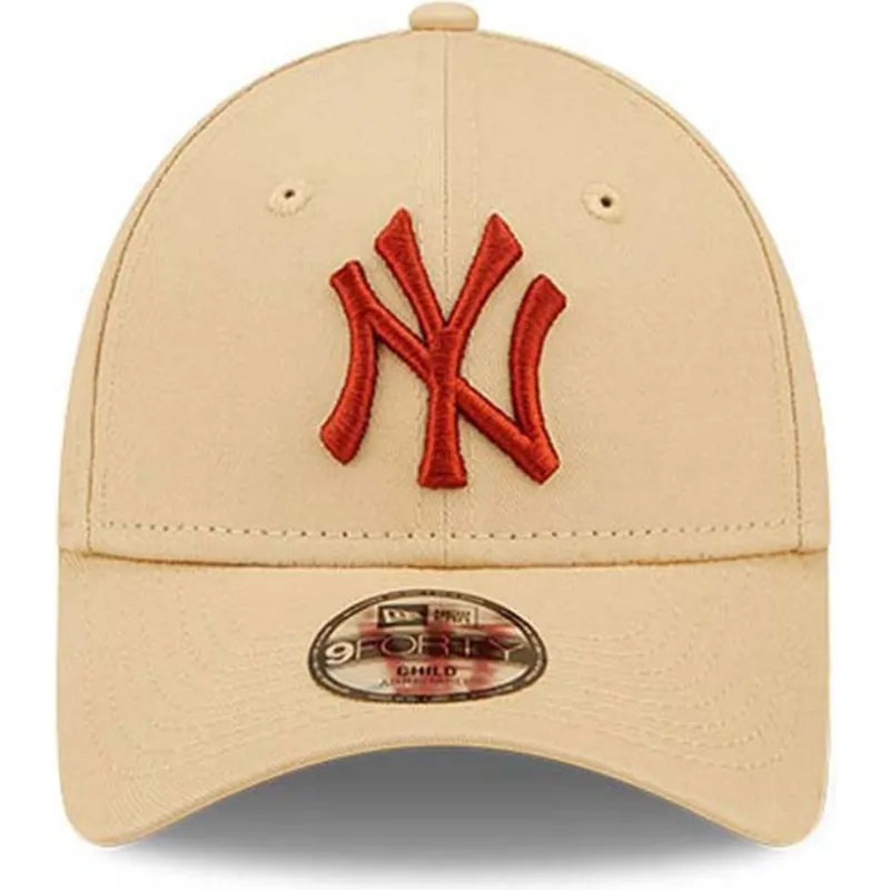 petten-gebogen-beige-verstelbaar-voor-kinderen-9forty-league-essential-van-new-york-yankees-mlb-van-new-era