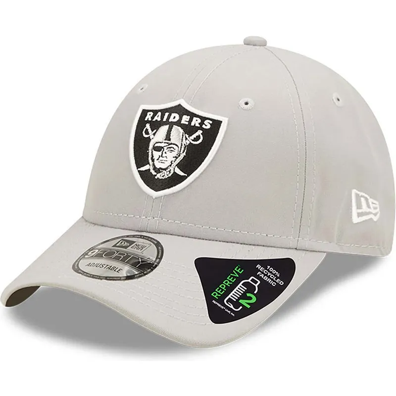 petten-gebogen-grijs-verstelbaar-9forty-repreve-van-las-vegas-raiders-nfl-van-new-era