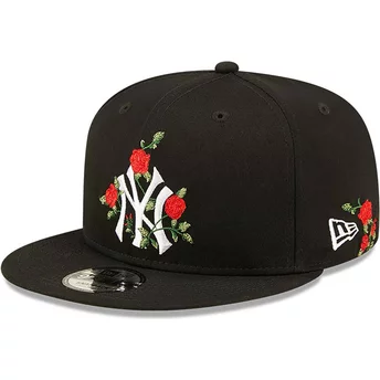 Gorra plana negra snapback 9FIFTY Flower de New York Yankees MLB de New Era