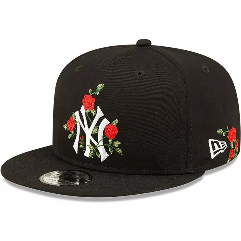 New Era Flat Brim 9FIFTY Flower New York Yankees MLB Black Snapback Cap
