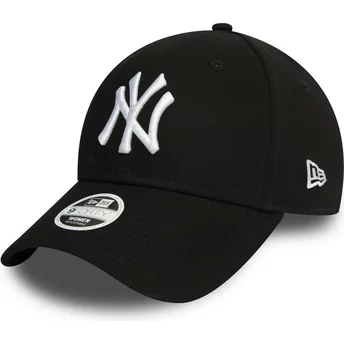 Gorra curva negra ajustable para mujer 9FORTY Essential de New York Yankees MLB de New Era