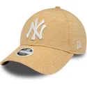 casquette-courbee-beige-ajustable-pour-femme-9forty-pull-new-york-yankees-mlb-new-era