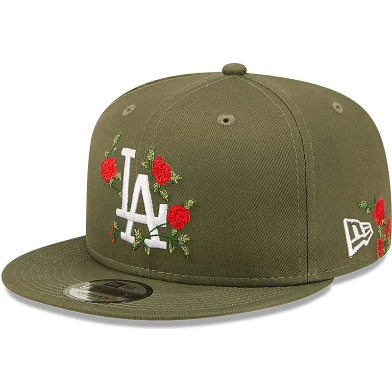 petten-plat-groen-snapback-9fifty-flower-van-los-angeles-dodgers-mlb-van-new-era