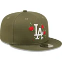 petten-plat-groen-snapback-9fifty-flower-van-los-angeles-dodgers-mlb-van-new-era