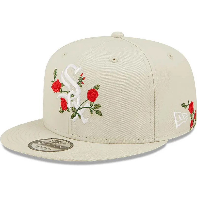petten-plat-beige-snapback-9fifty-flower-van-chicago-white-sox-mlb-van-new-era