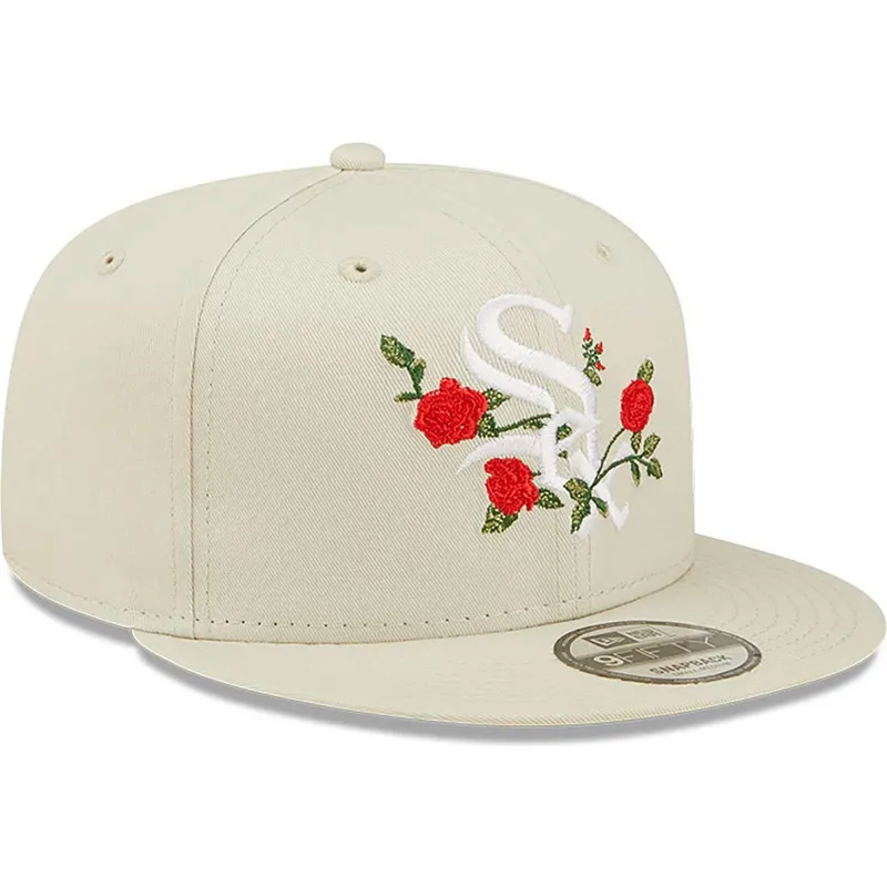 petten-plat-beige-snapback-9fifty-flower-van-chicago-white-sox-mlb-van-new-era