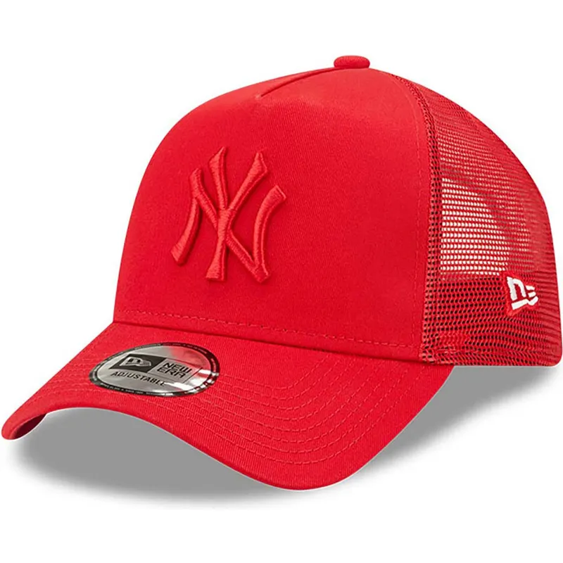 petten-gebogen-rood-snapback-a-frame-tonal-mesh-van-new-york-yankees-mlb-van-new-era