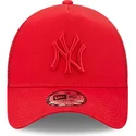 petten-gebogen-rood-snapback-a-frame-tonal-mesh-van-new-york-yankees-mlb-van-new-era
